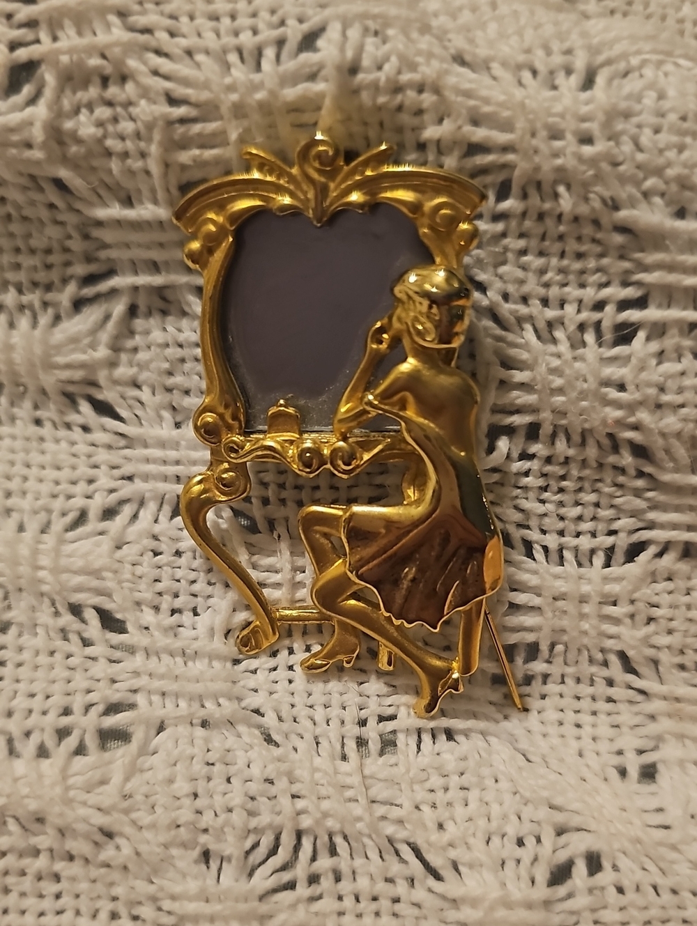Art Deco Brooch Mirror Lady Elegant Women's Jewelry Vintage